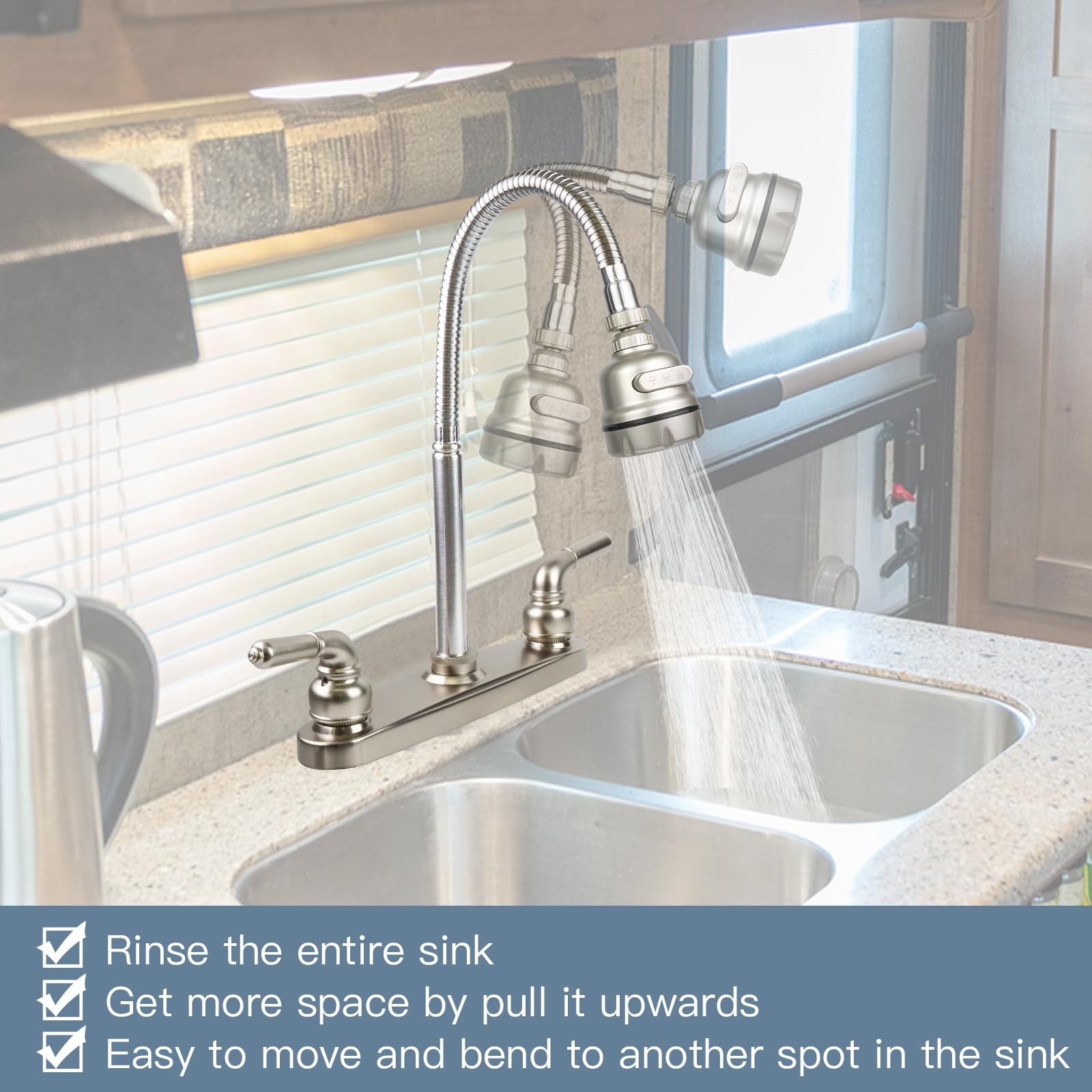 RV Kitchen Faucet,Camper Faucet Replacement Sink Brushed Nickel