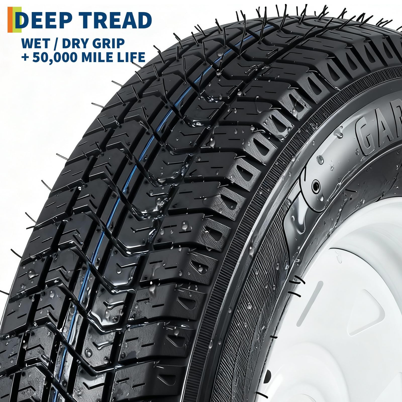 4PCS Trailer Tires ST175/80D13 6PR 5 Lug 4.5″ ,13″ Rims White Wheel Load Range C