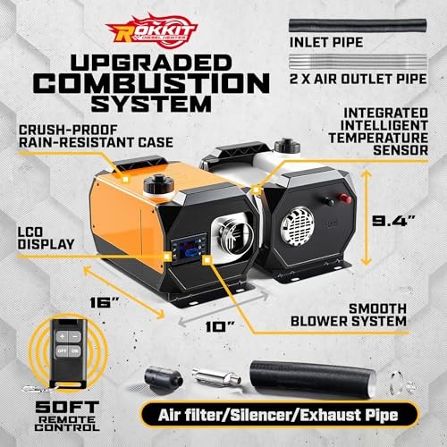 1.2Gallon Diesel Heater, 8KW 12V/110V All in One Diesel Heater with LCD Switch
