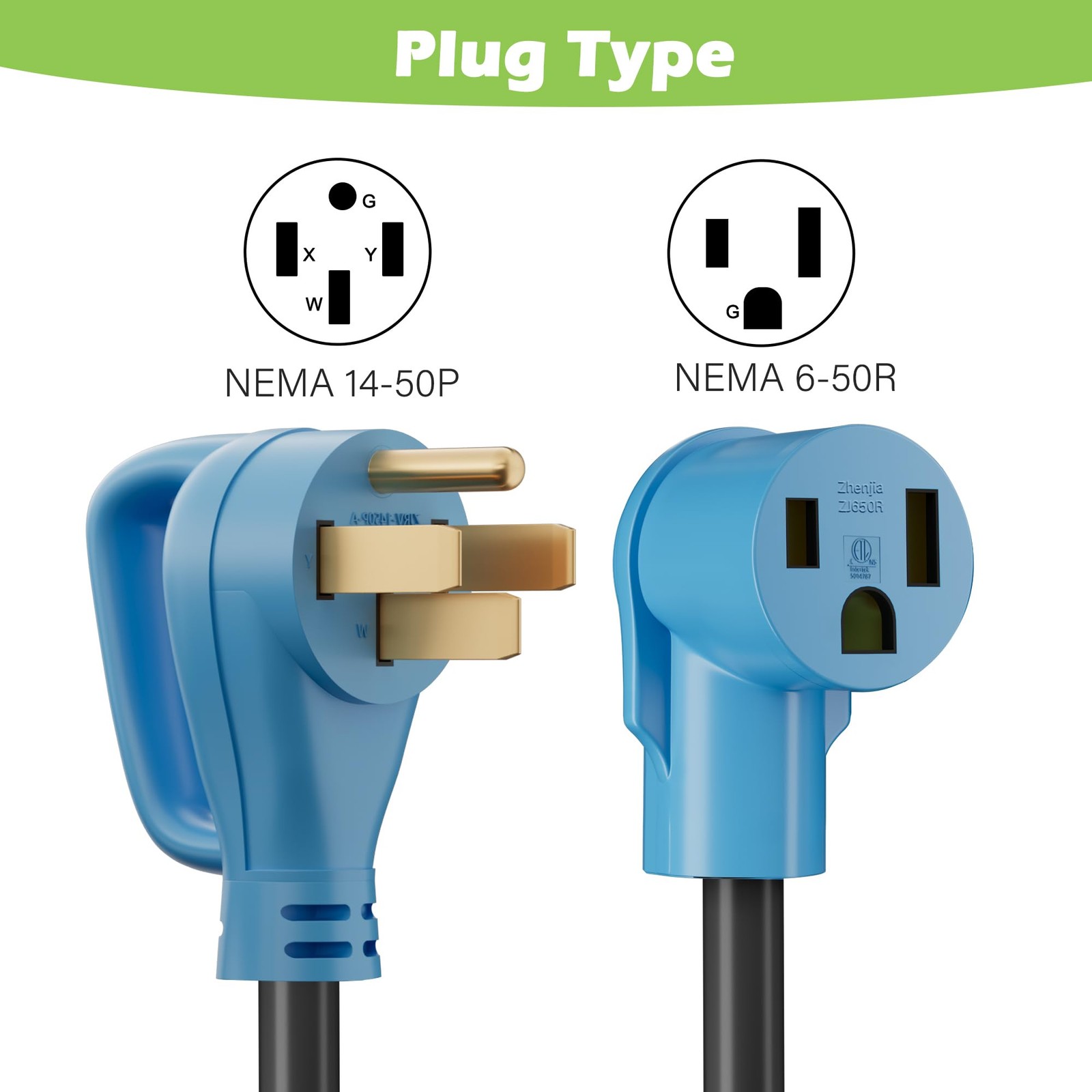 Elecan 50 Amp Welder Plug Adapter NEMA 14-50P Male to 6-50R