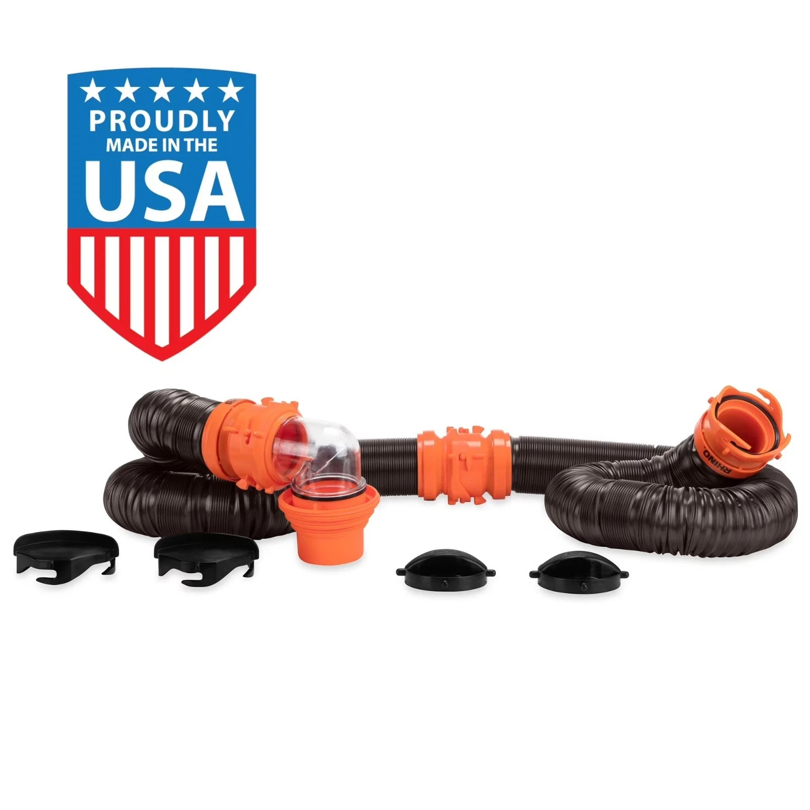 Camco RhinoFLEX 20ft RV Sewer Hose Kit – 23 Mils of Polyolefin, Black 39744