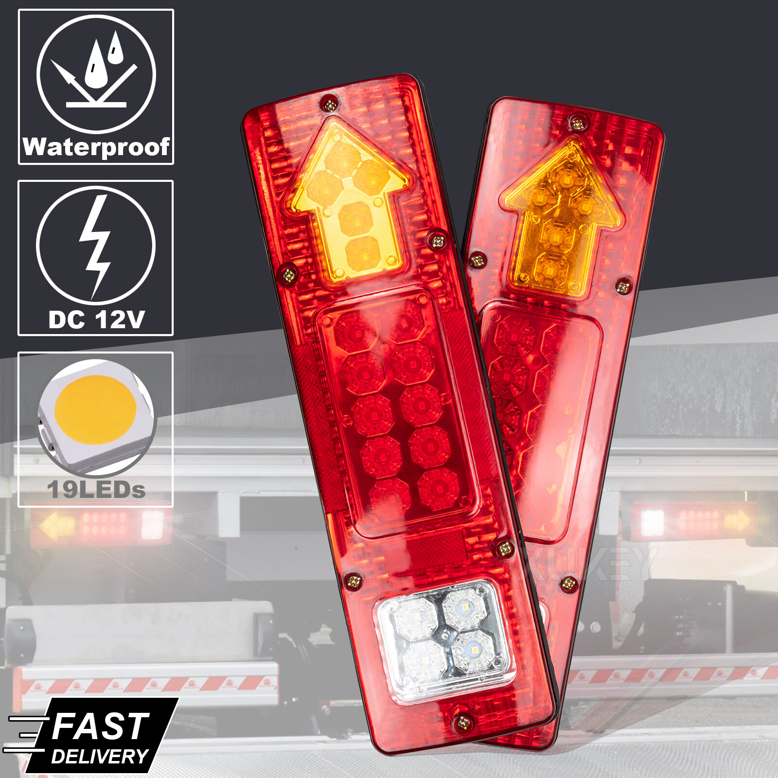 Waterproof Rear LED Submersible Trailer Tail Light Kit Boat Marker Truck Upgrade