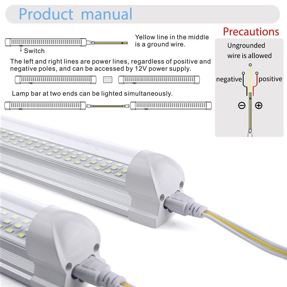 2Pcs 12V Interior Light Bar 6000K White 108 LEDs Universal Light Strip RV Camper