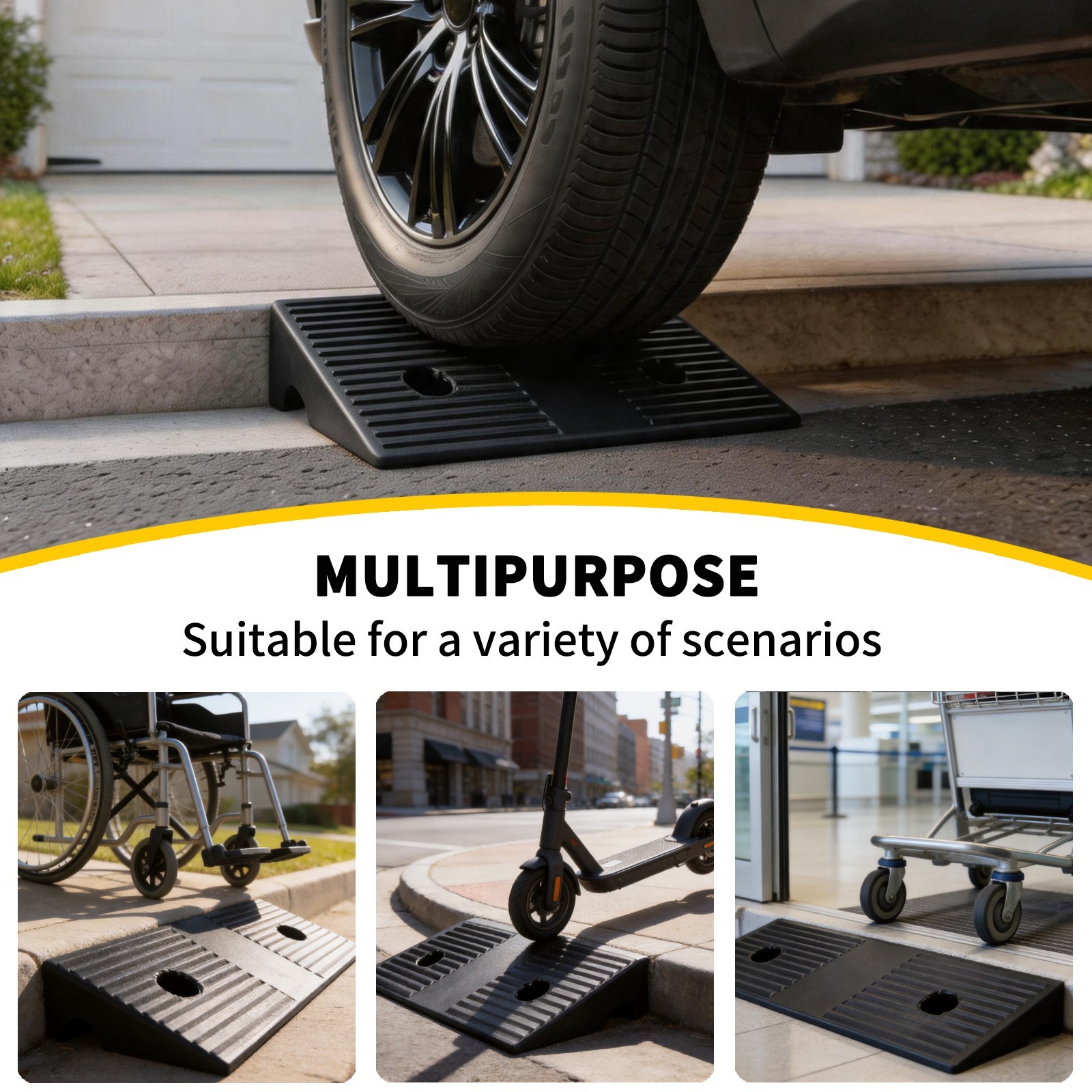 1.5″ Rise 2pack Rubber Curb Ramps for Driveway Doorway Shed Threshold Wheelchair