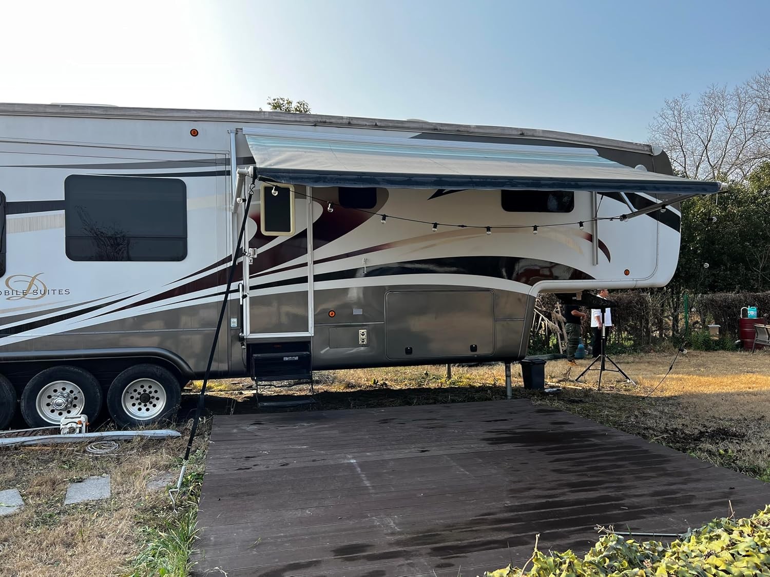 RV Awning Tie Down Kit, Heavy Duty Anchor Camper Black