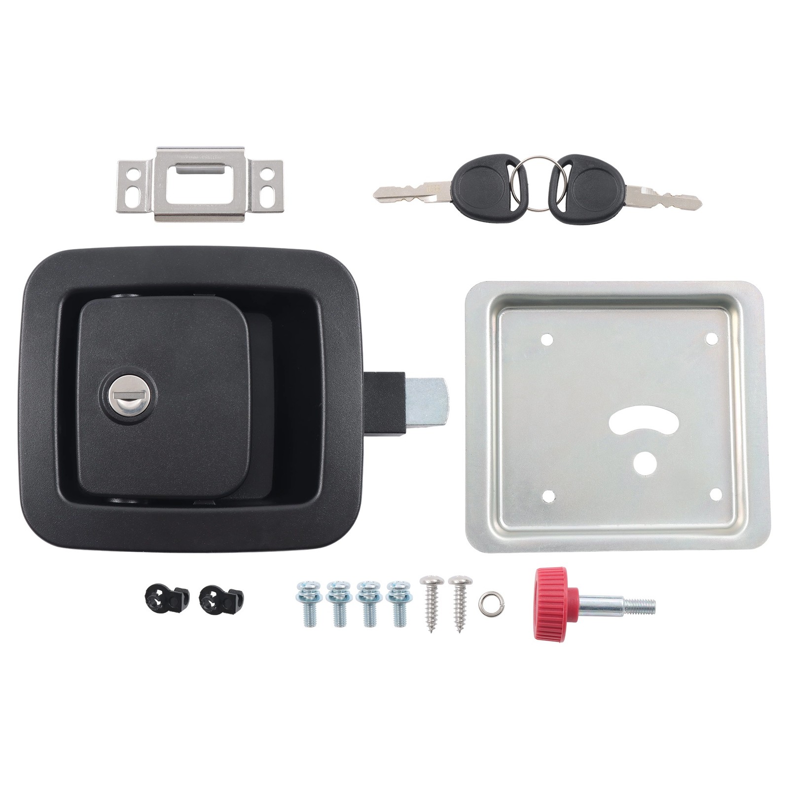 LABLT Right Hinge Rv Door Lock w/2 Keys Door Slam Latch 3.9″ × 3.3″ × 1.25-2″