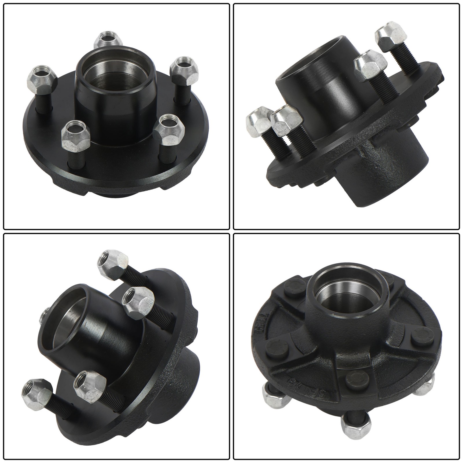 Pre-Greased Pair of 5-Bolt on 4-1/2 Inch Hub Assembly and 1″ Square BT8 Spindle