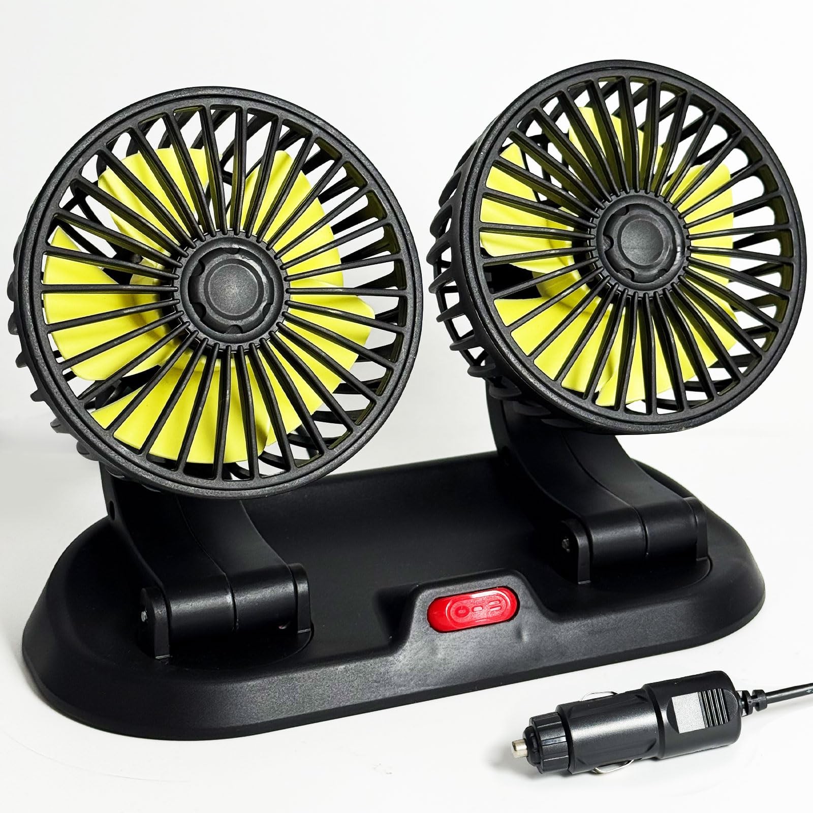 LIBERATECH Portable 2-Head Car Cooling Fan, 12V Cigarette Lighter Mini, black