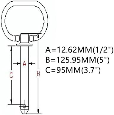 1/2″ X 3.7″Red Handle Detent Pin,Head Towing Hitch Pin,Safety x 3.7″