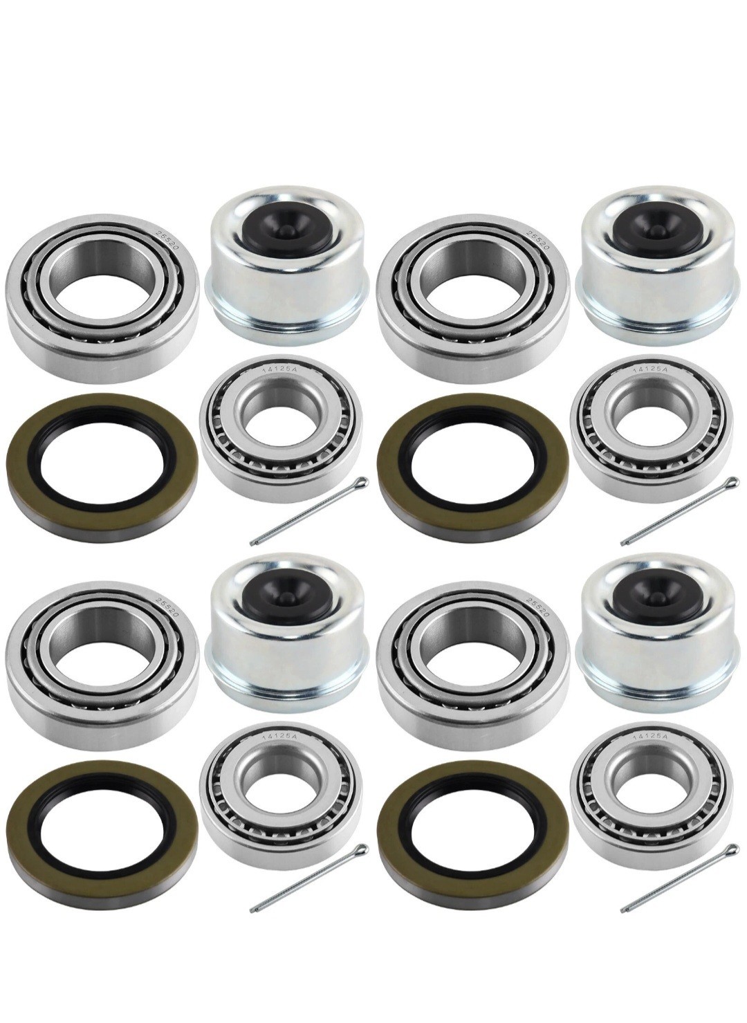 (4 Kits) Trailer Bearing/Seal Kit axle 1.75″ x 1.25″For 6000-7000 lbs 8 lug