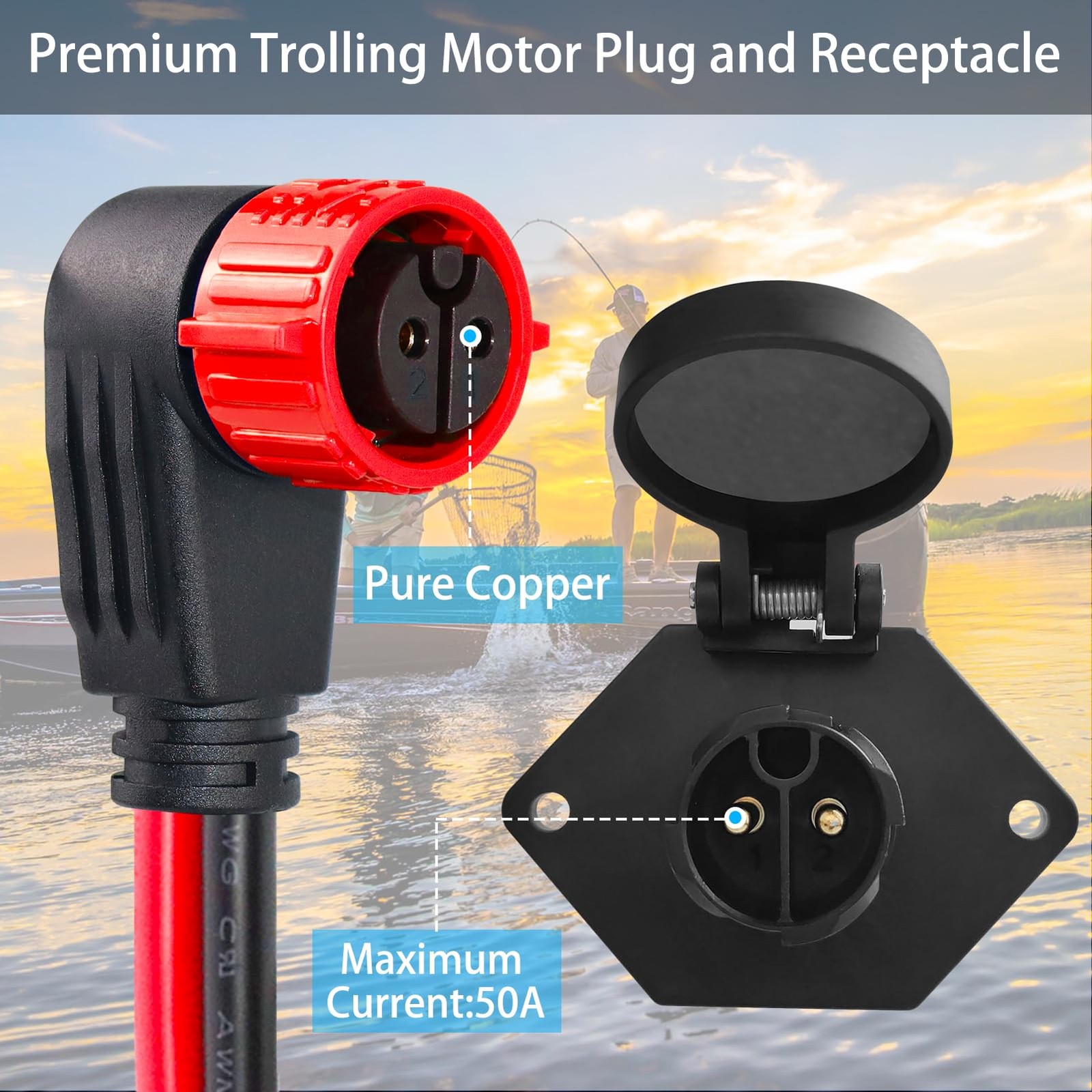 Trolling Motor Plug,12V/24V/26V/48V Trolling Motor Plug and Receptacle for Mi…