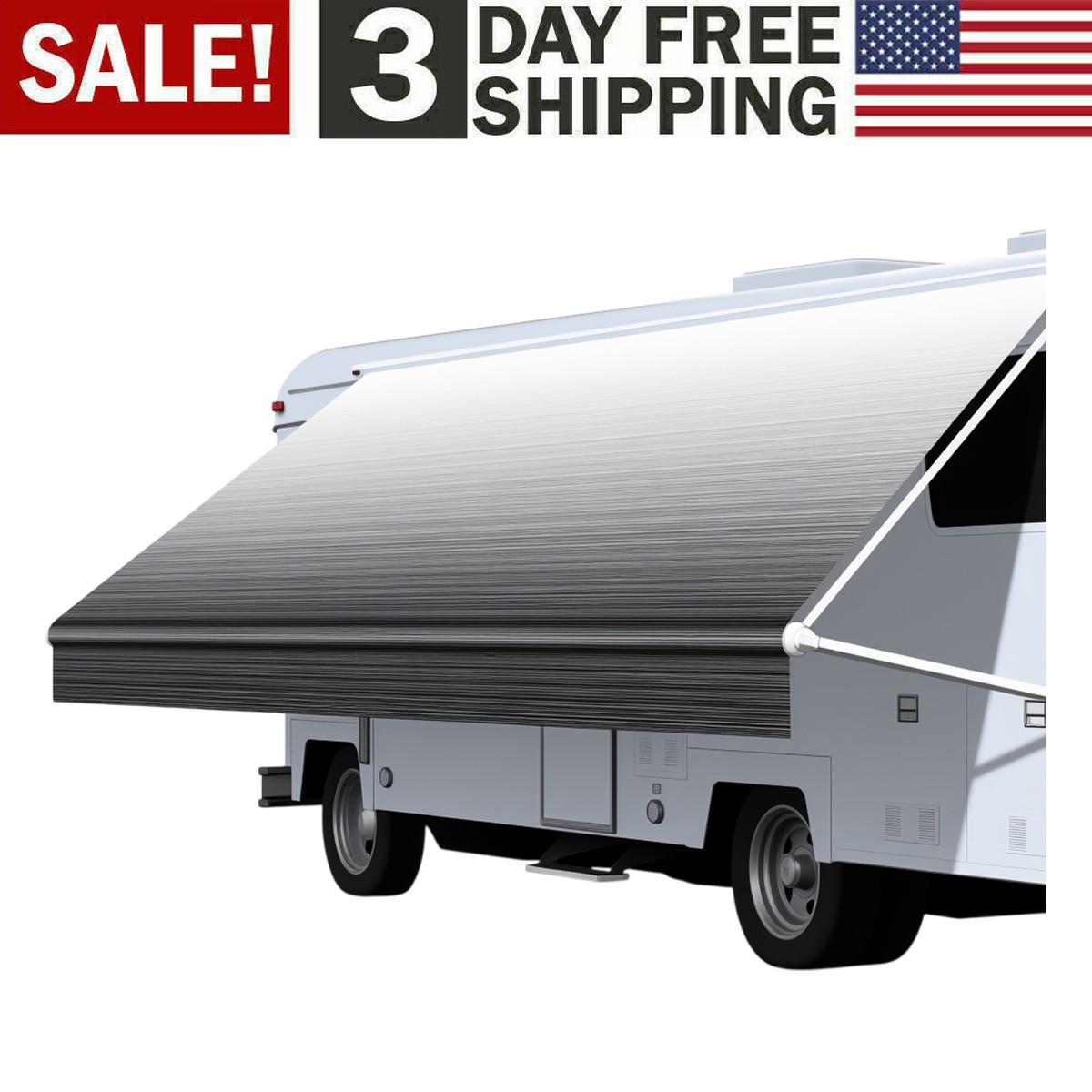 RV Awning Shade For RV Camper Trailer 18oz Heavy Duty 17’2″ Waterproof 4-Ply