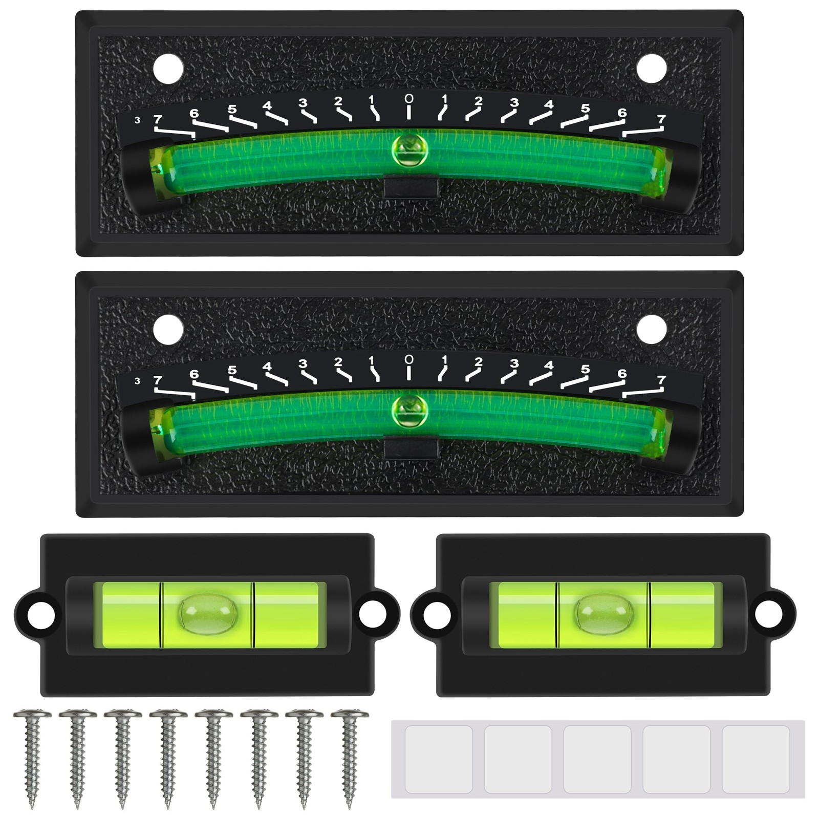 2+2Pack RV Level Bubble Self-Adhesive & Wall Mounted, Larbeti Stick On Green