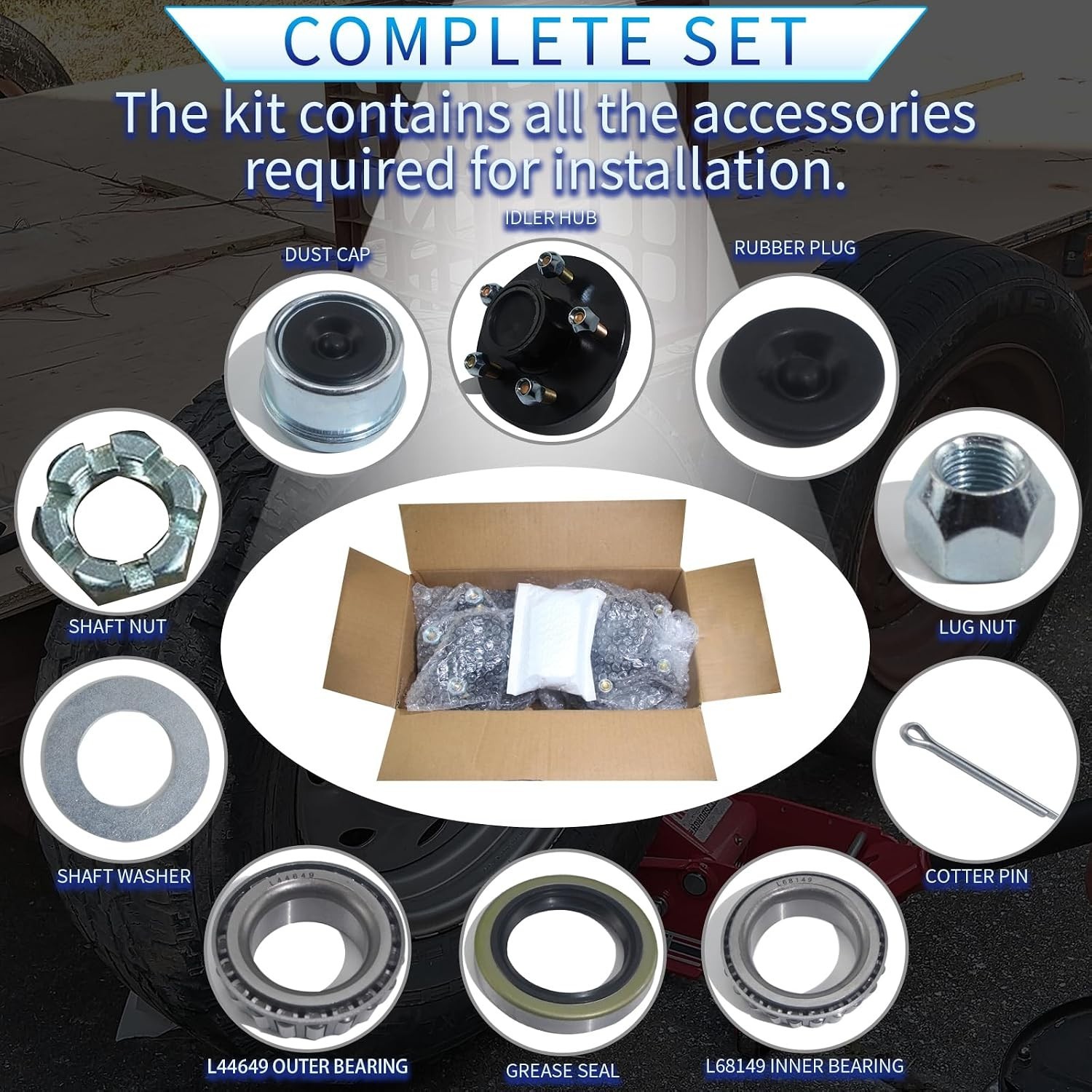 5 Lug 4.5” Idler Hub Kit for 3500lb Spindle – Sturdy Carbon Steel Construction