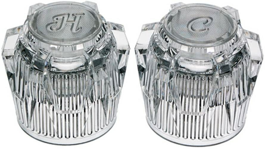 Valterra PF287015, Phoenix Faucets Acrylic Clear Crystal Knobs Hot/Cold Set Of 2