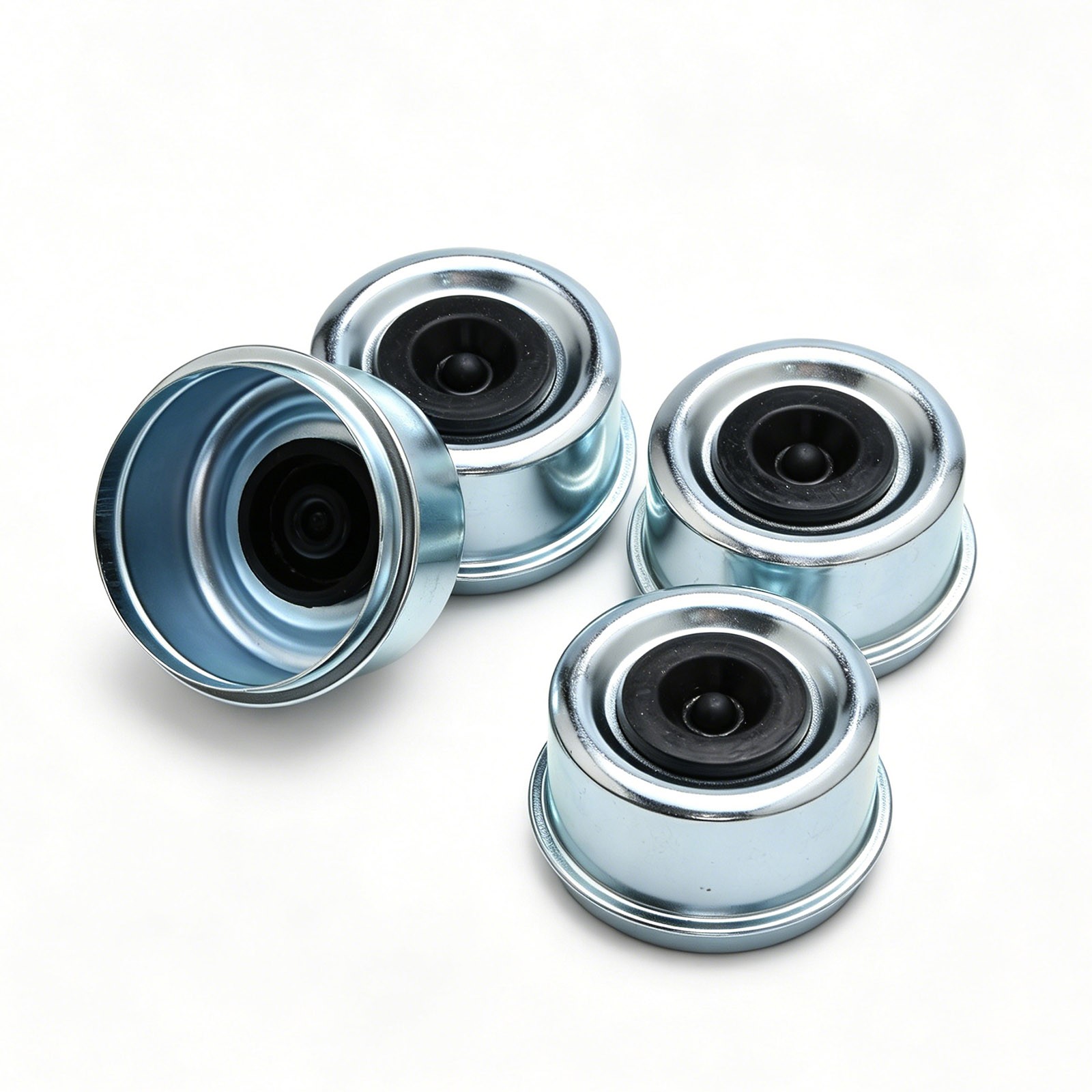 4Pcs 2.44″ For Dexter Dust Cap Heavy Duty Iron Hub Cap w/ Rubber Plug & Spare