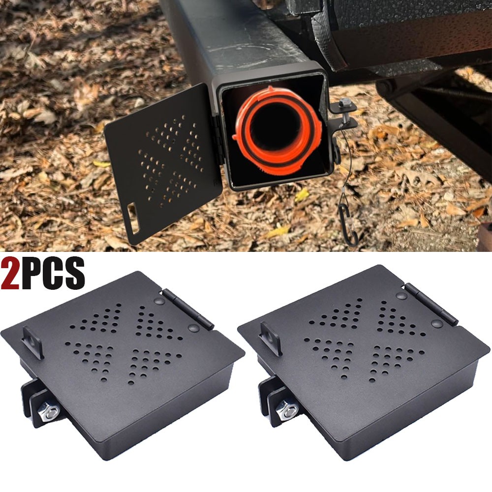 2PCS For RV Camper Truck Trailer 4 inch Square Bumper Plug End Cap Cover Black