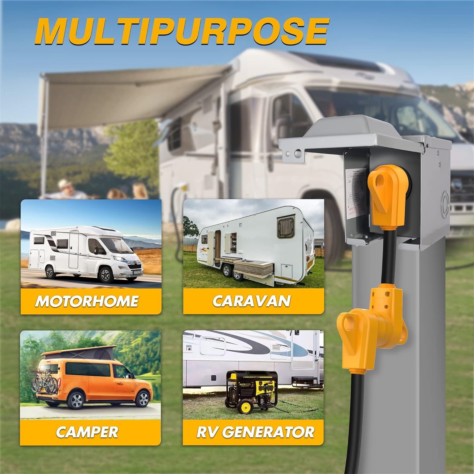 30Amp 125V Female Plug Receptacle RV Replacement Power Adapter for RV Camper