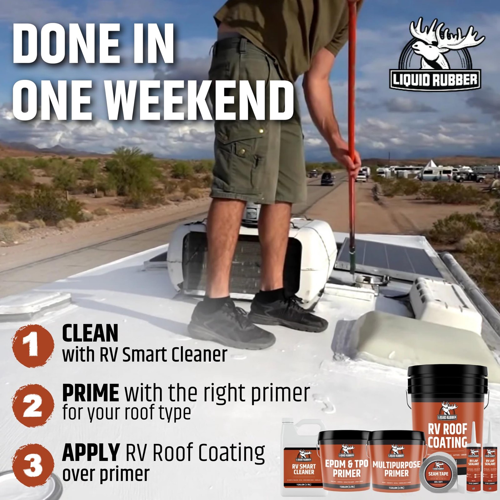 Liquid Rubber RV Roof Sealant 1 Quart White Waterproof Coating Camper Trailer