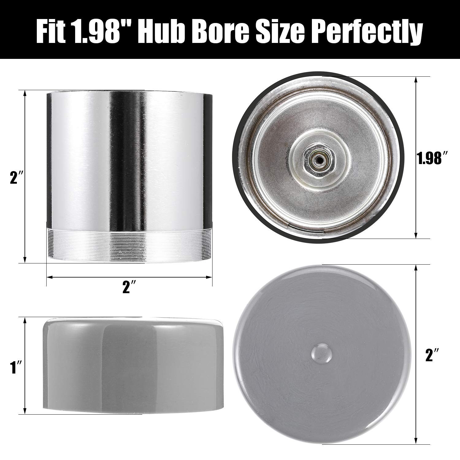 Rust-Free 1.98 Inch Bearing Protectors with Protective Bras, 2 Pack for Trailers