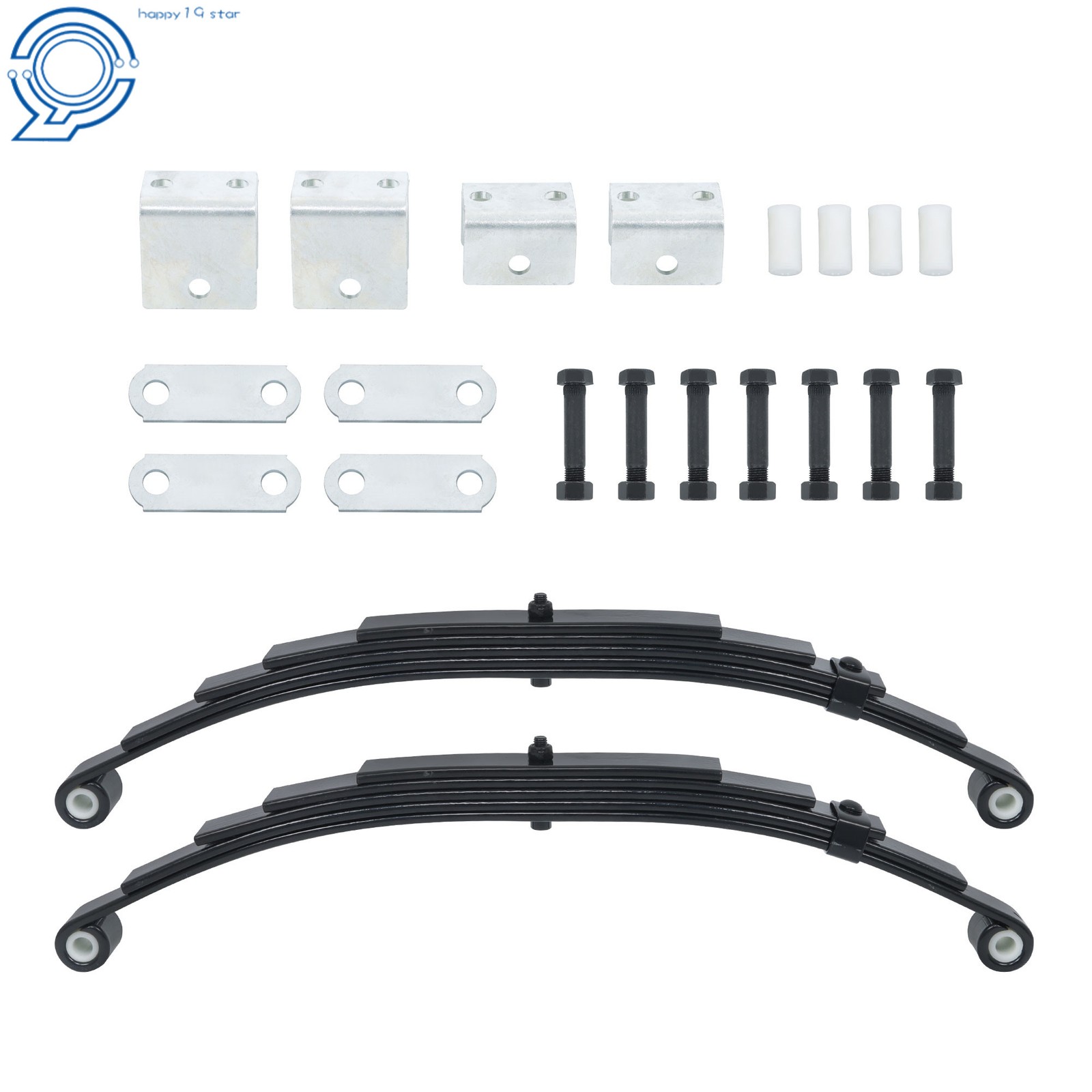 Single Trailer Axle Suspension Kit 5 Leaf Springs Hanger Kit For 6000lbs
