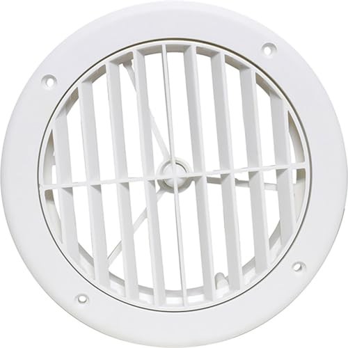A/C Vent LOUVERED 5IN Plastic, White, CARDED