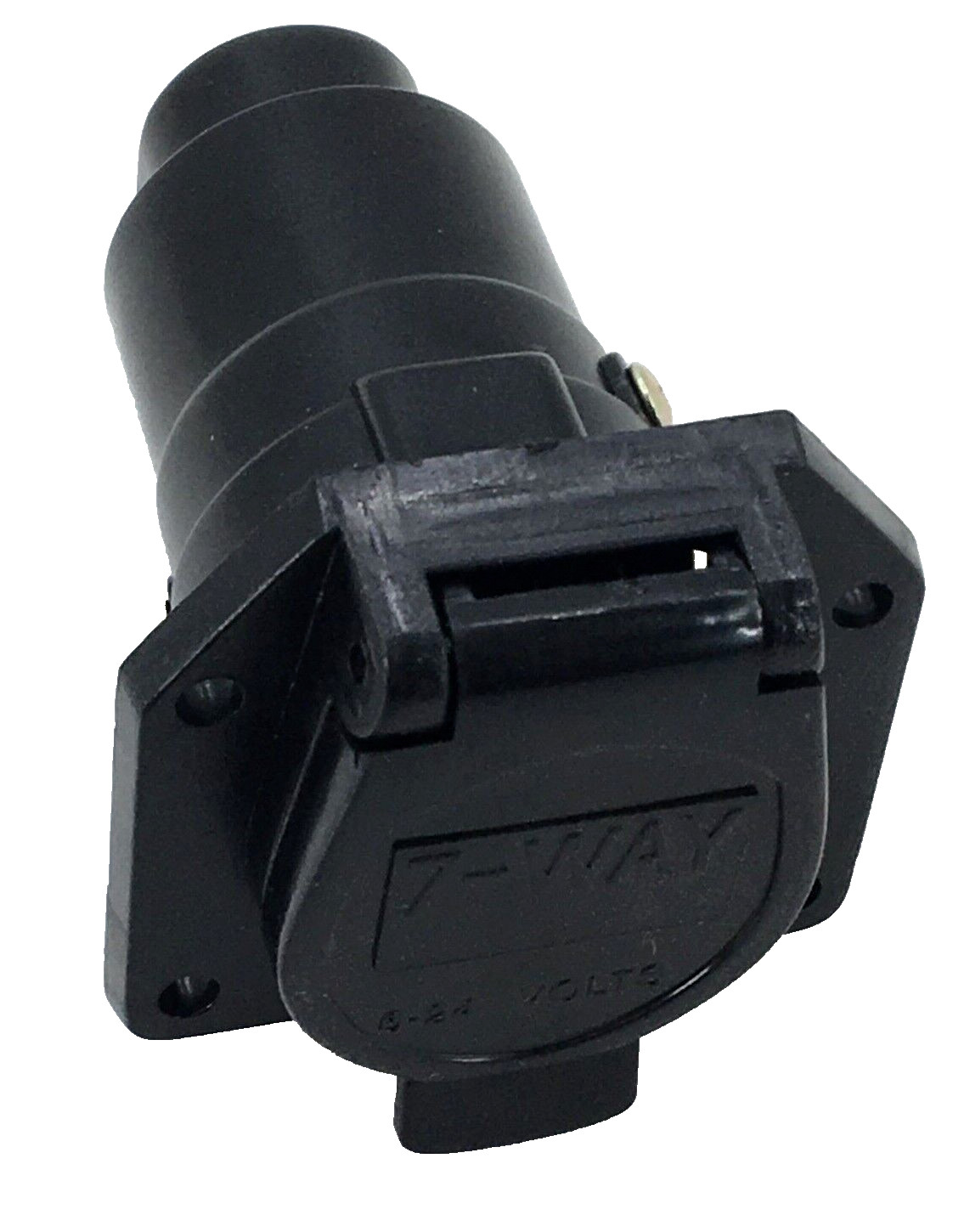 7-Way Car Trailer End Electrical Connector 6-24 Volts Black Plastic