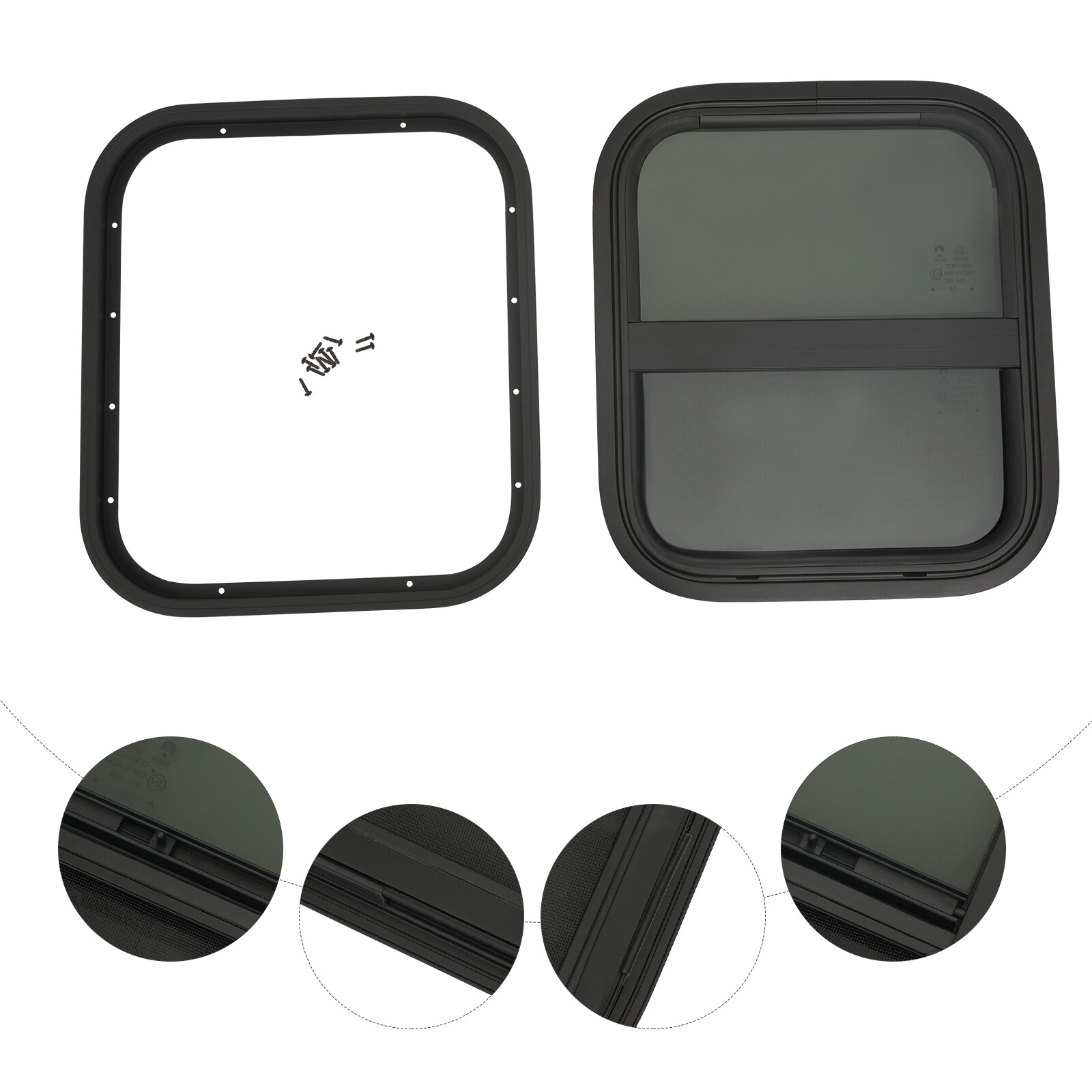 14″x 16″ Vertical Slider RV Window With Screen for Trailer Camper Food Truck