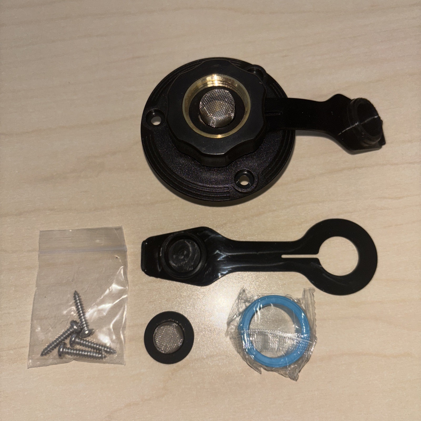 RV City Water Fill Inlet Flange With Check Valve Filter Screen Brass