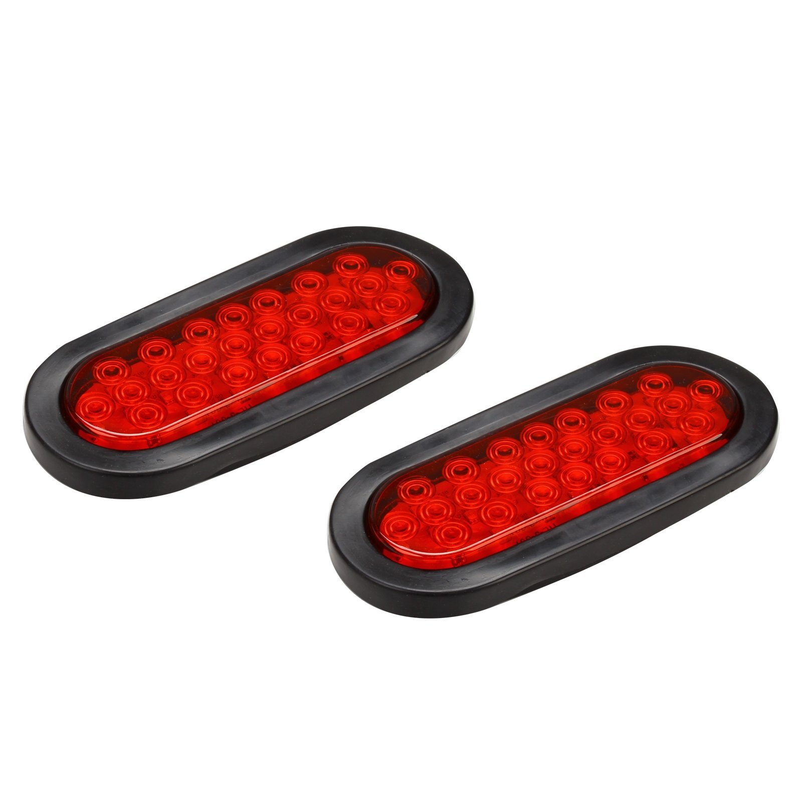 (6) 6Inch Oval Trailer Tail Light 2PCS Red 24LED Back Up Reverse Light
