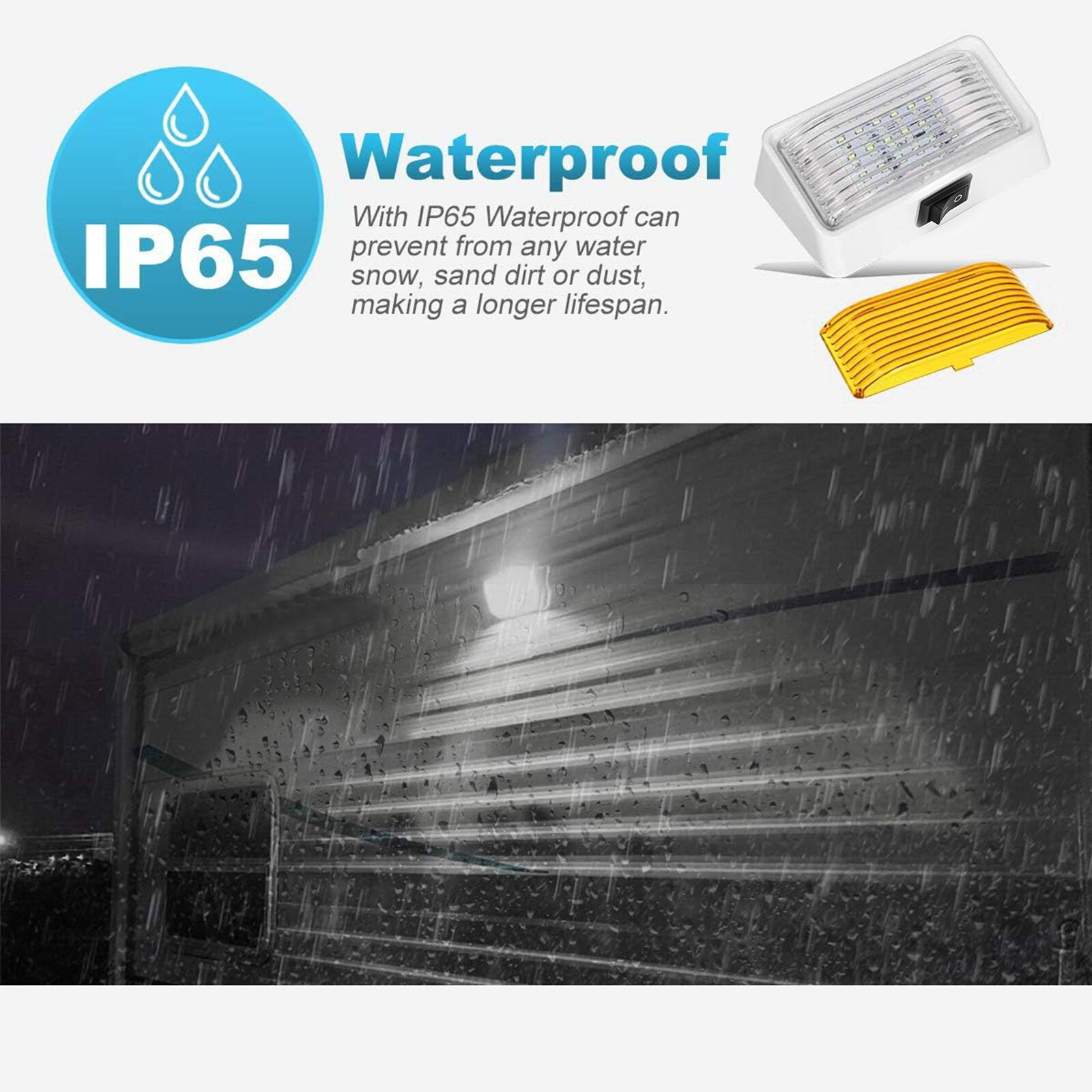 RV 12V LED-Outdoor Exterior Porch Light Clear & Amber Lens with On/Off Switch