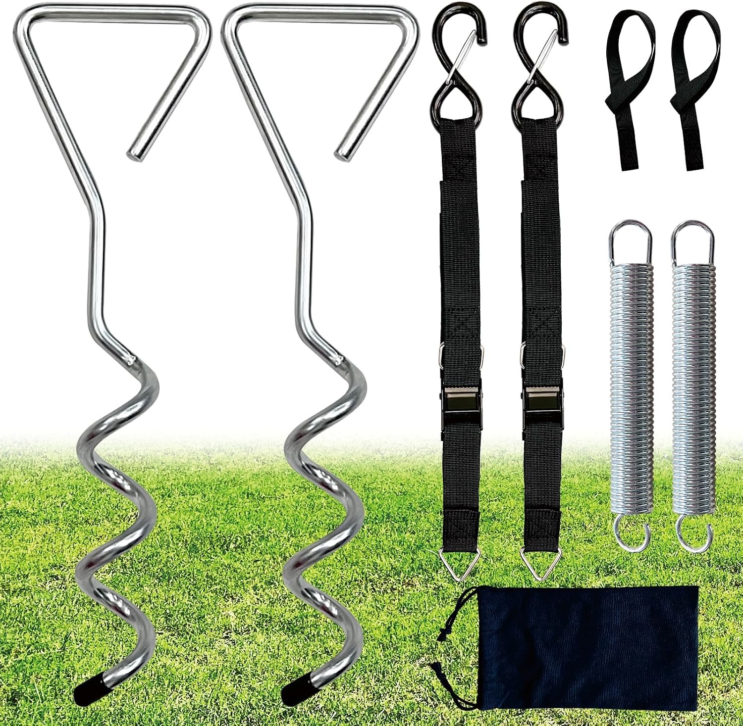 RV Awning Tie Down Kit, Heavy Duty Anchor Camper Black
