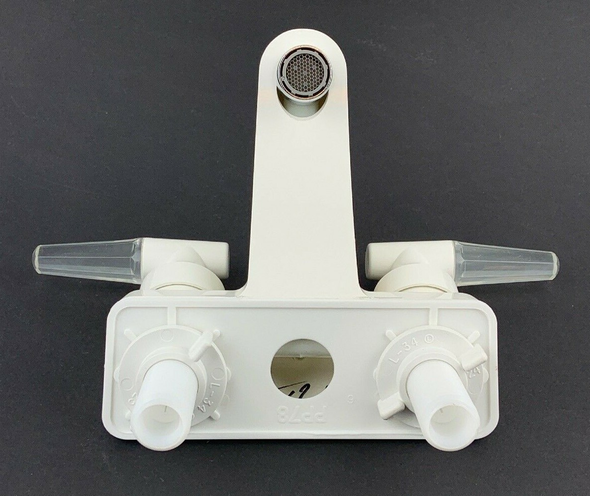 RV Mobile Home Faucet 4″ Center Set Lavatory Parchment Color Plastic Utopia