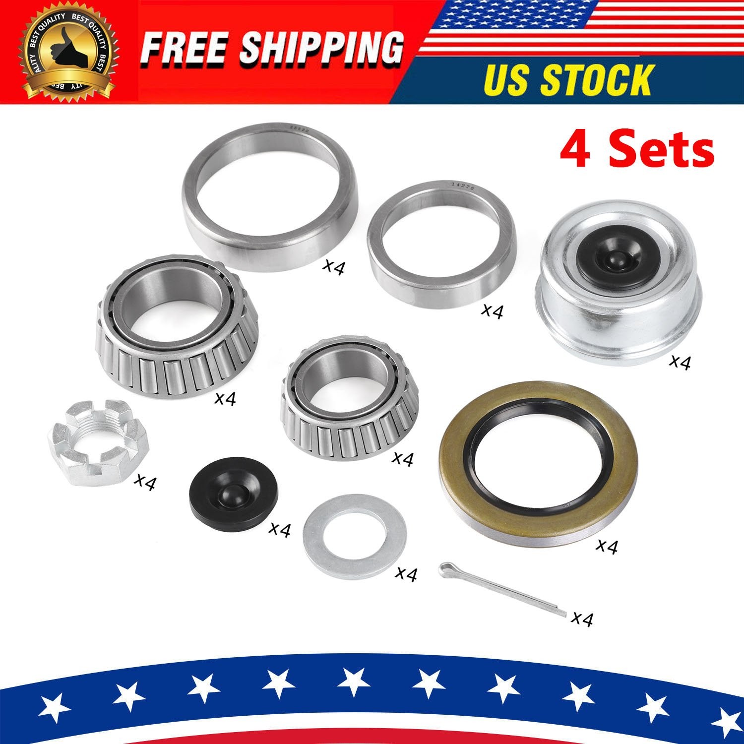 New Trailer Hub Wheel Bearing Kit 25580 14125A with Double Lip Grease Seals US