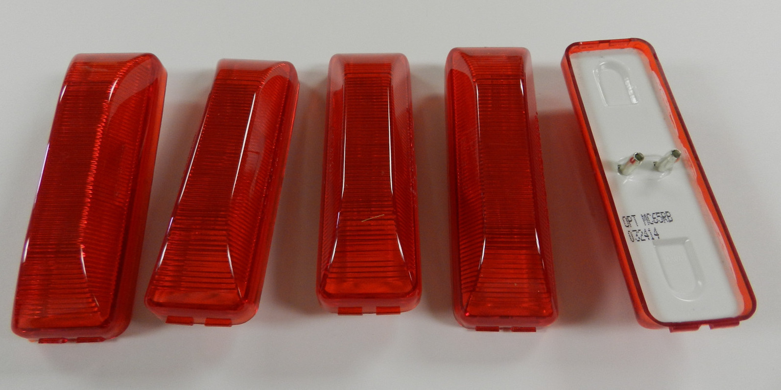 5 – RED Marker/Clearance Light Optronics RV Trailer Truck 1-1/4 x 3-3/4″ 2 prong