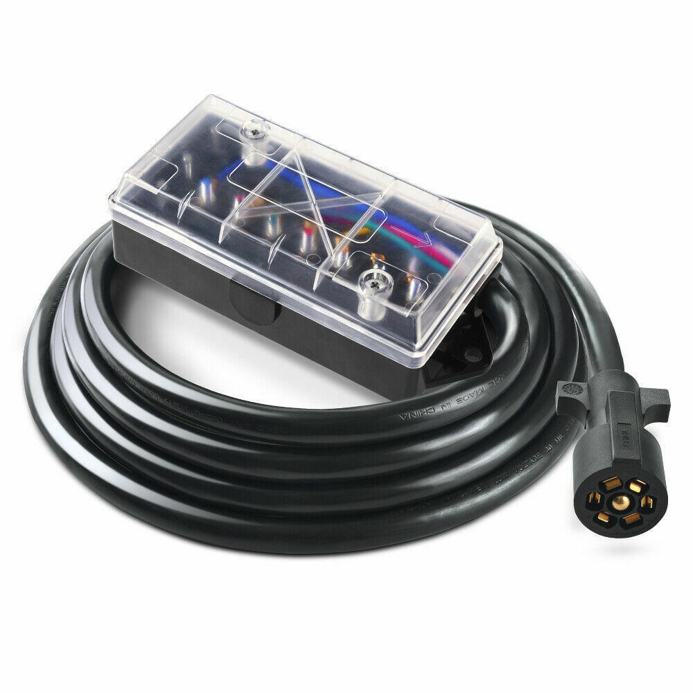 8ft 7 Way Trailer Plug Cord Junction Box Wiring Harness Kit for RV Camper Boat