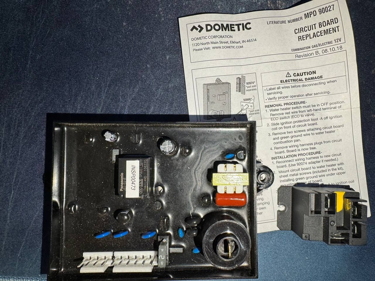 RV Water Heater Control Circuit Board with Fuse( Dometic 93305, 93851, 90097)