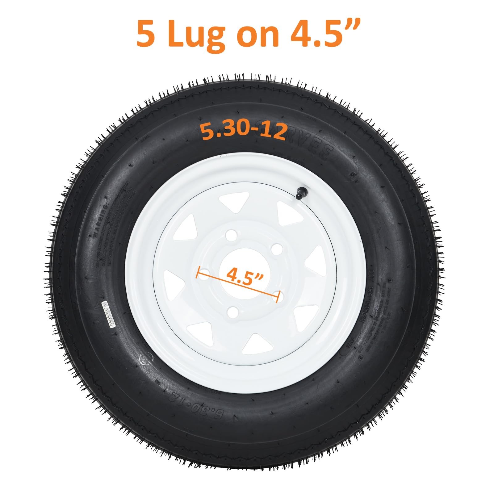 Set of 2 5.30-12 Trailer Tires w/ Rims 5.30×12 5.3-12 530-12, 5 Lug on 4.5″, 6PR