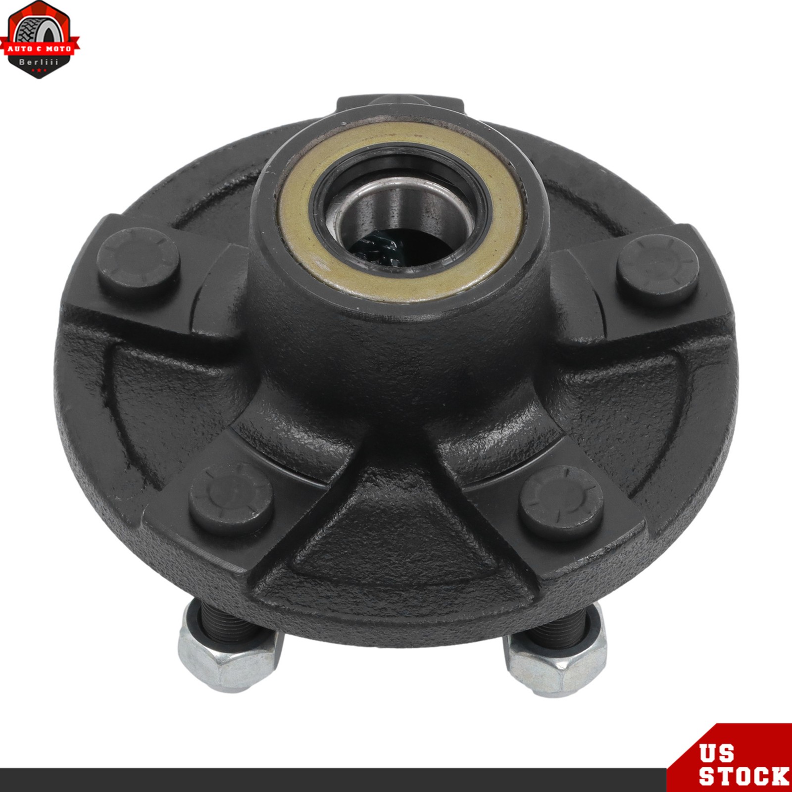 2PCS 5 × 4.5 Trailer Idler Hub For 2000 lbs Axle 5 Lugs 5 on 4.5 Trailer Hub Kit