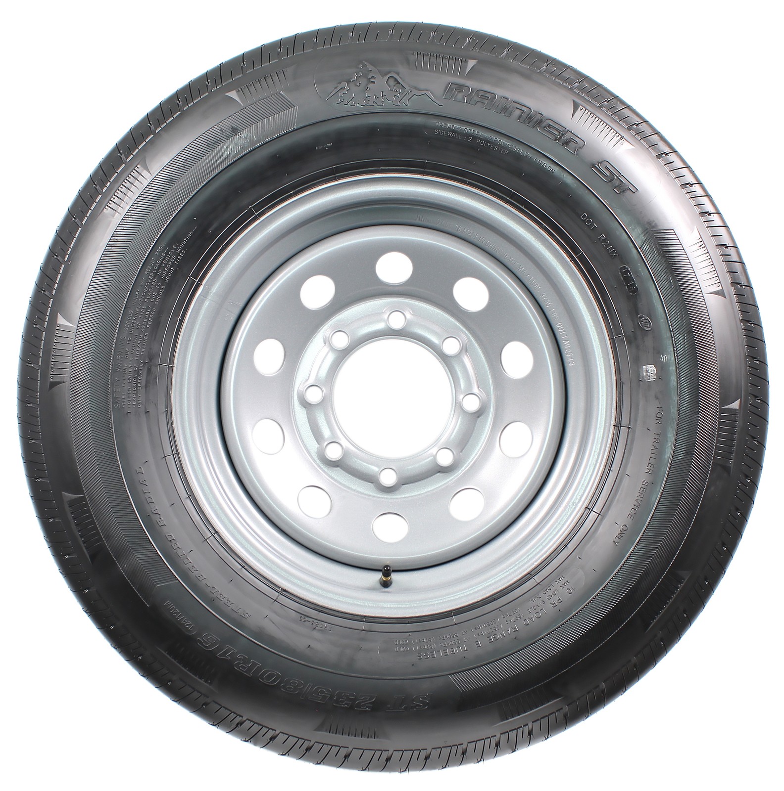 Radial Trailer Tire Rim ST235/80R16 Load Range E 8 Lug 16″ Silver Modular Wheel