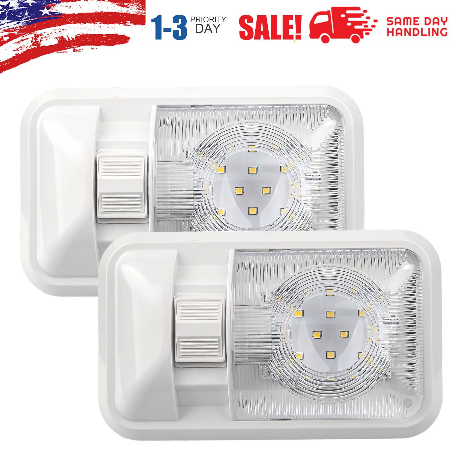 2 Pack 12V Led RV Ceiling Dome Light RV Interior Lighting for Trailer Camper