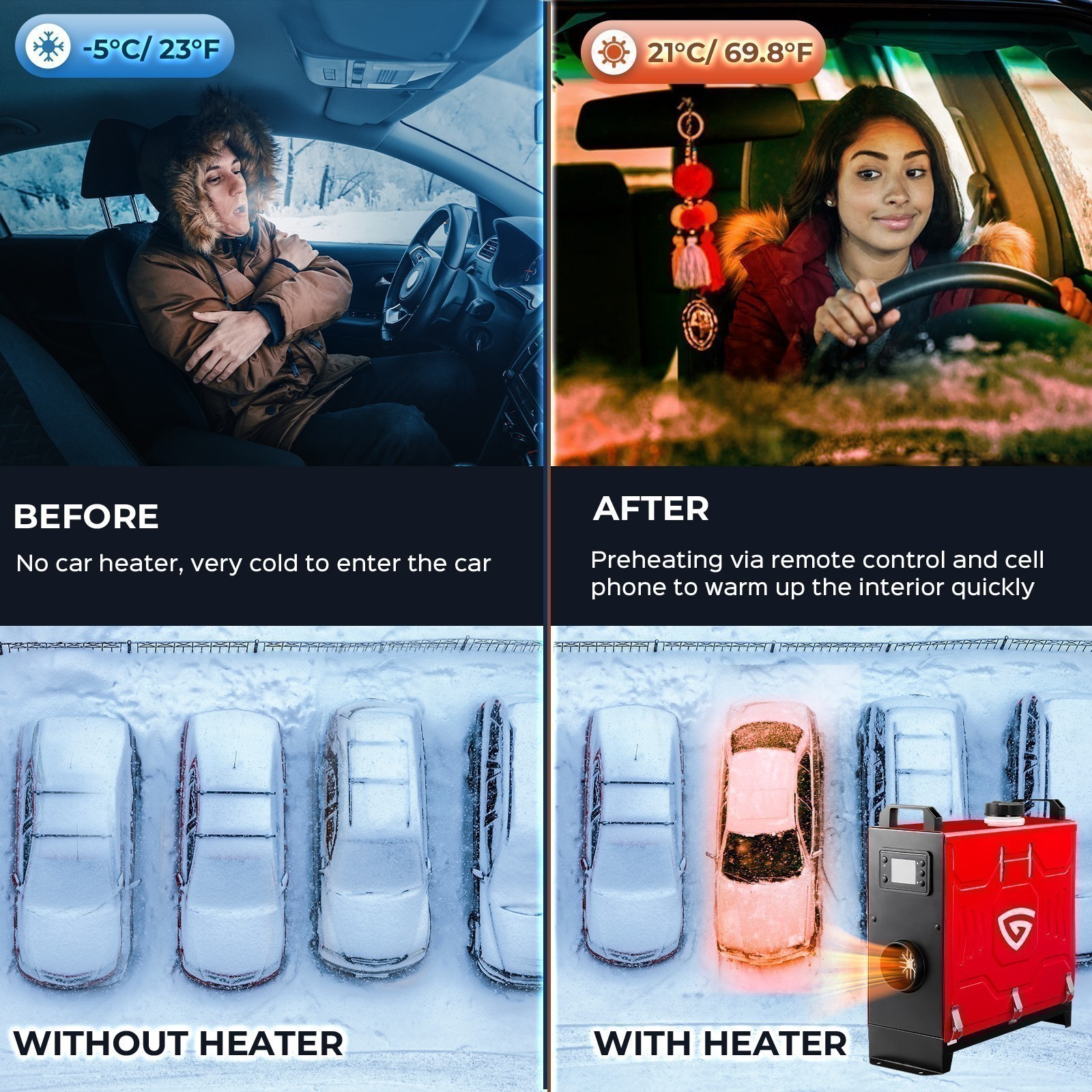 2 Pack Diesel Air Heater 8KW 12V All In One LCD Thermostat Boat Motorhome Truck