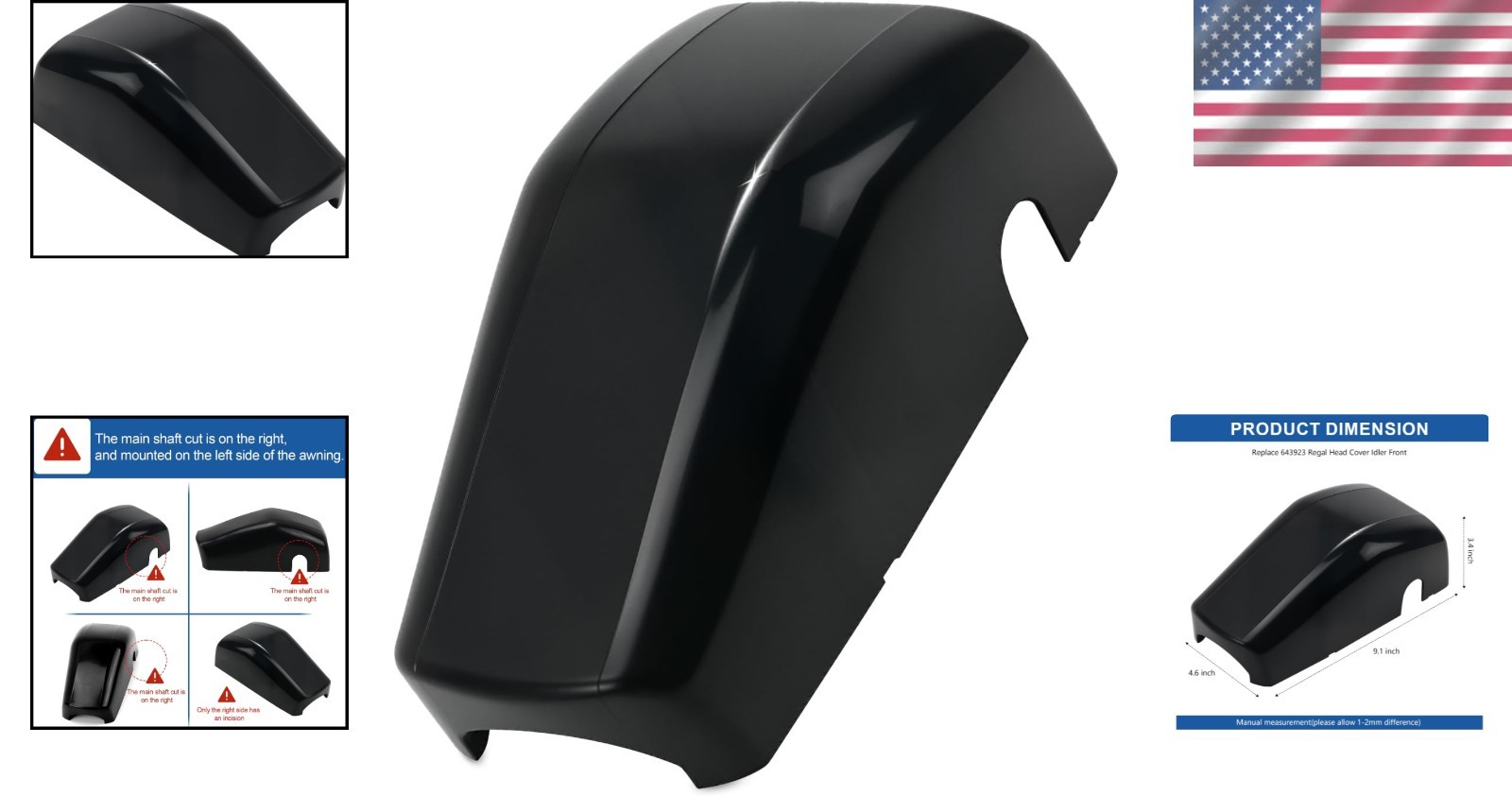 High-Strength Black Regal Head Motor Cover 643923 for Lippert RV Awning Systems