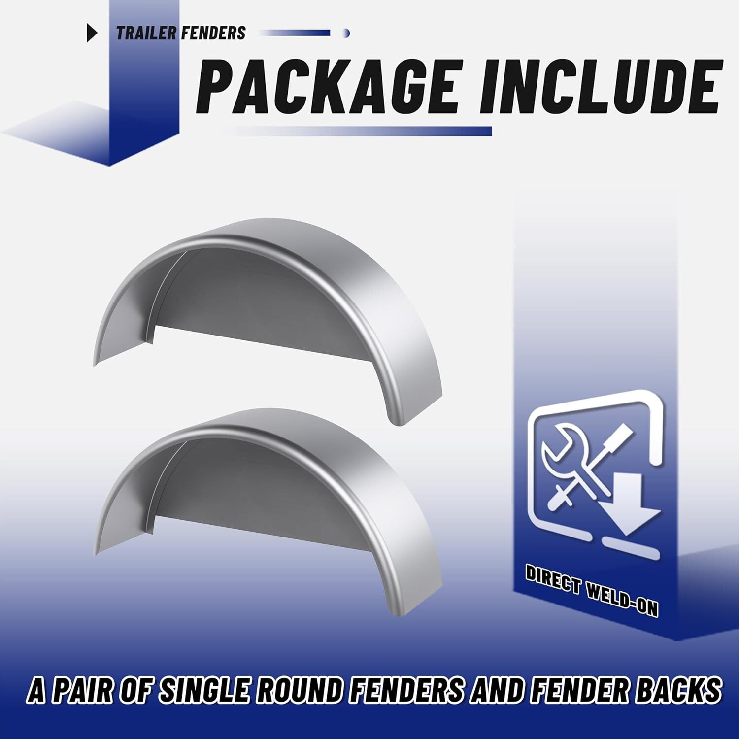 Strong Alloy Steel Trailer Fenders 32-1/8″ x 9-1/8″ for 14″-16″ Wheel Trailers