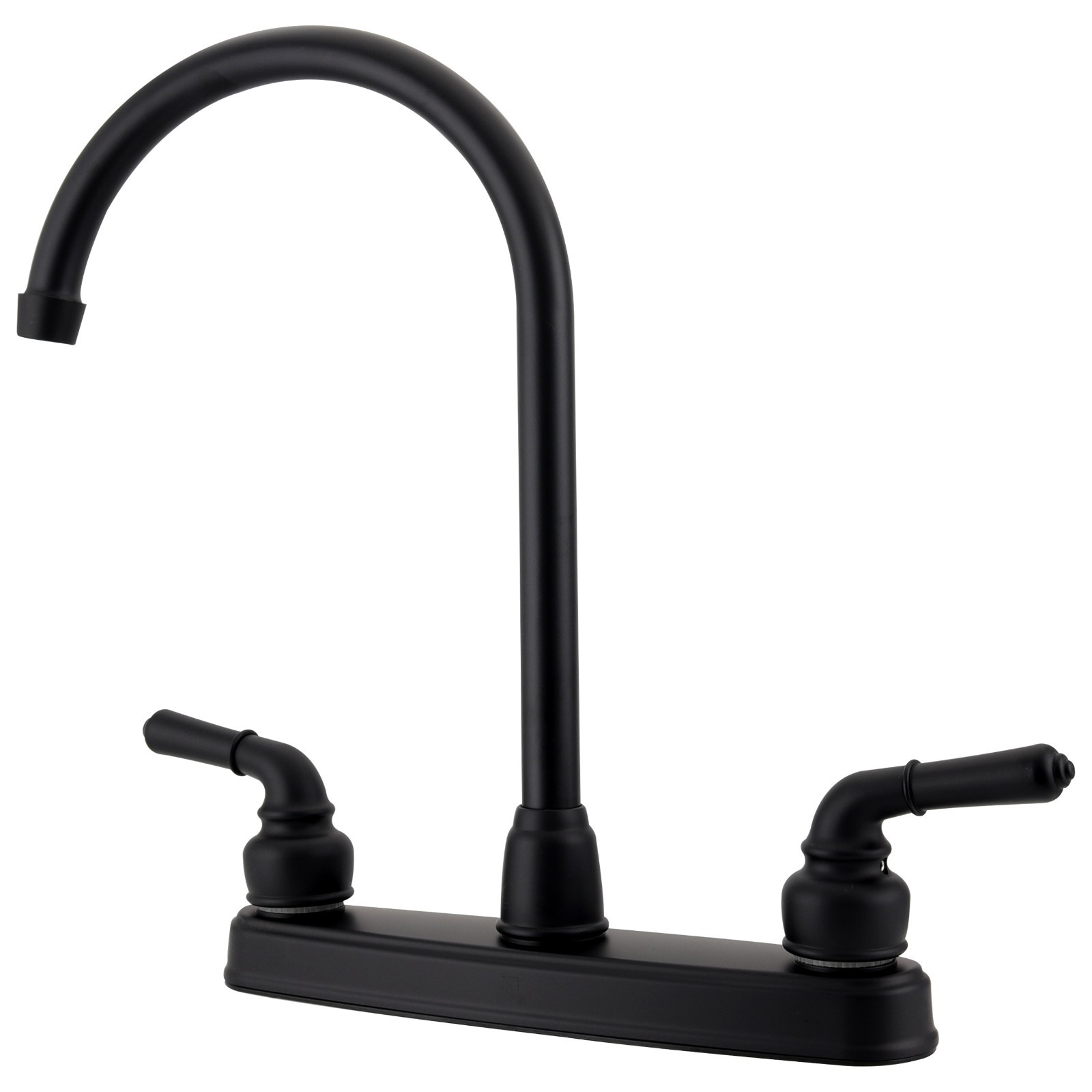 RV/Mobile Home Classic Two Handle High Arc Swivel Kitchen Faucet Black Finish
