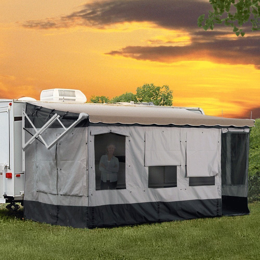 Vacation’r 14 Complete Room’-15′ Gray w Dark Trim Tent Rafter Mount Complete