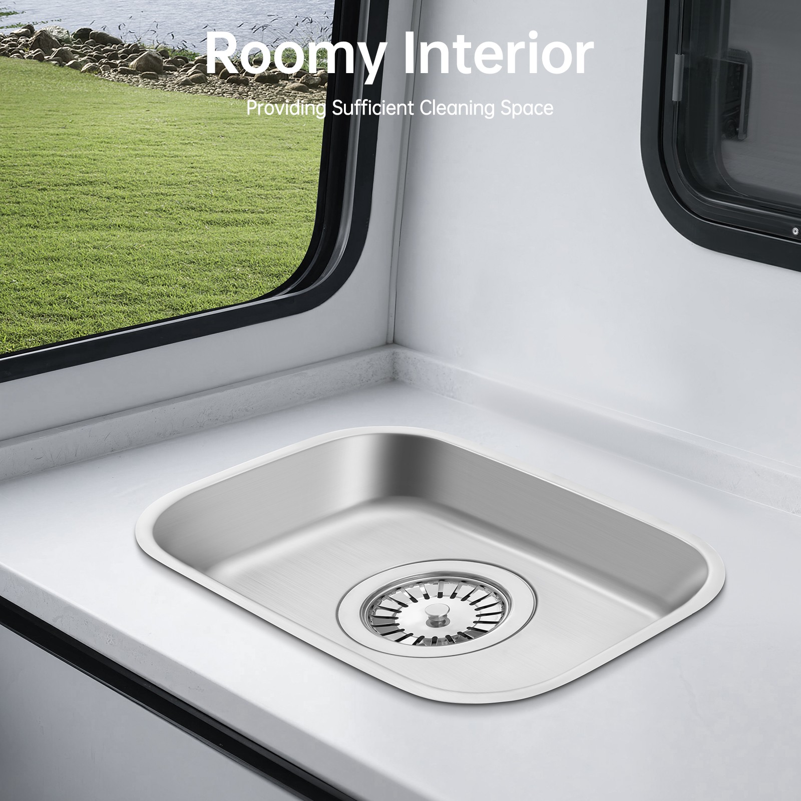 Rv Sink Caravan Camper Boat Stainless Steel Kitchen Sink Wash Basin Rectangular