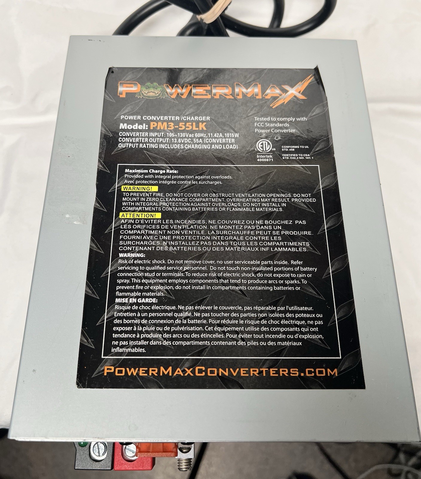 PowerMax PM3-55LK 12 Volts 55 Amp Power Converter Battery Charger