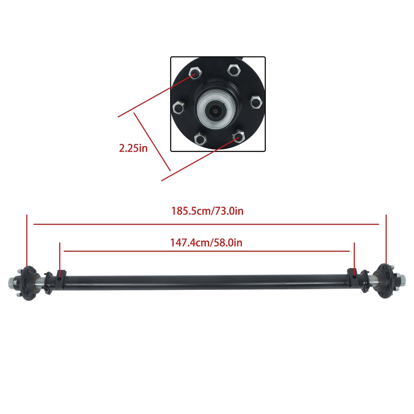 6K 6000 lbs TK Trailer Axle Idler 6 lug Boat Trailer Cargo Dump RV Utility Axle