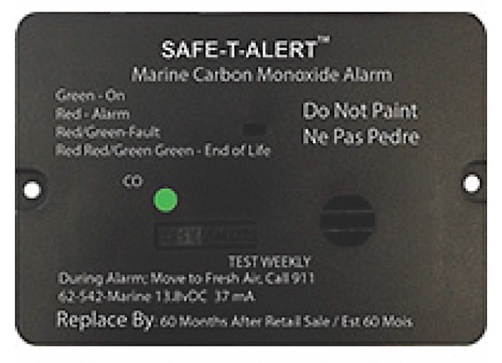 MTI 62-542-BL-MARINE Safe T-Alert 62 Series Carbon Monoxide Alarm, Blk Flush Mnt
